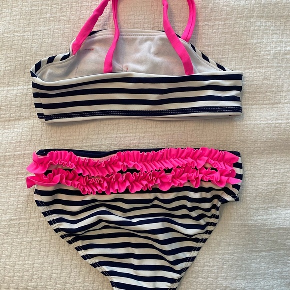 Adorable toddler girls Striped Bikini with Pink Accents - Picture 2 of 2
